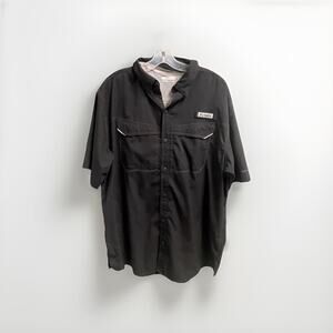 Columbia Black Fishing Shirt Casual Button Down Mens Large Utility Lightweight